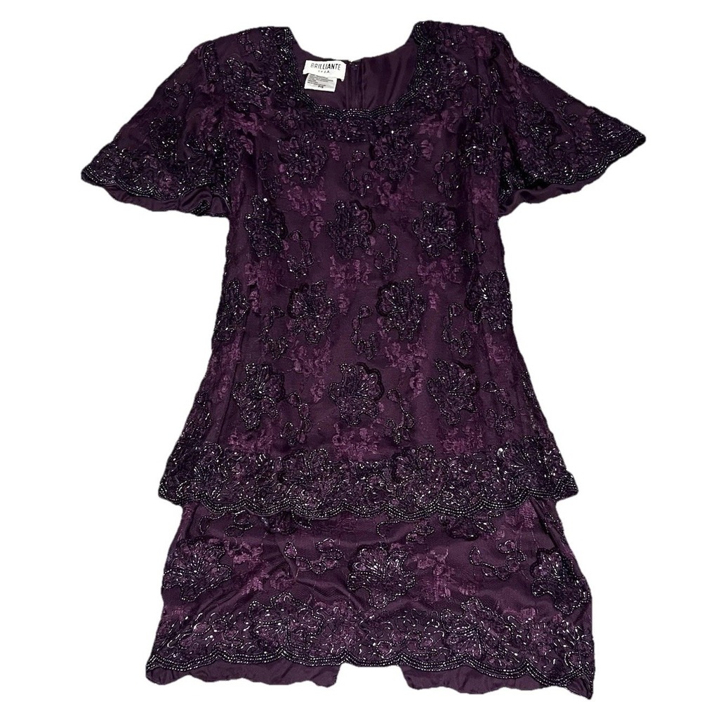 VTG Brilliante by J.A. Embellished  Lace Dress Small Fairy Formal
